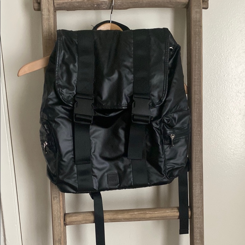 JoyLab Black Minimalist Backpack with Glossy Finish